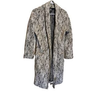 Bobeau Black & Soft White Shawl Collar /Open Front Sweater/ Womens S